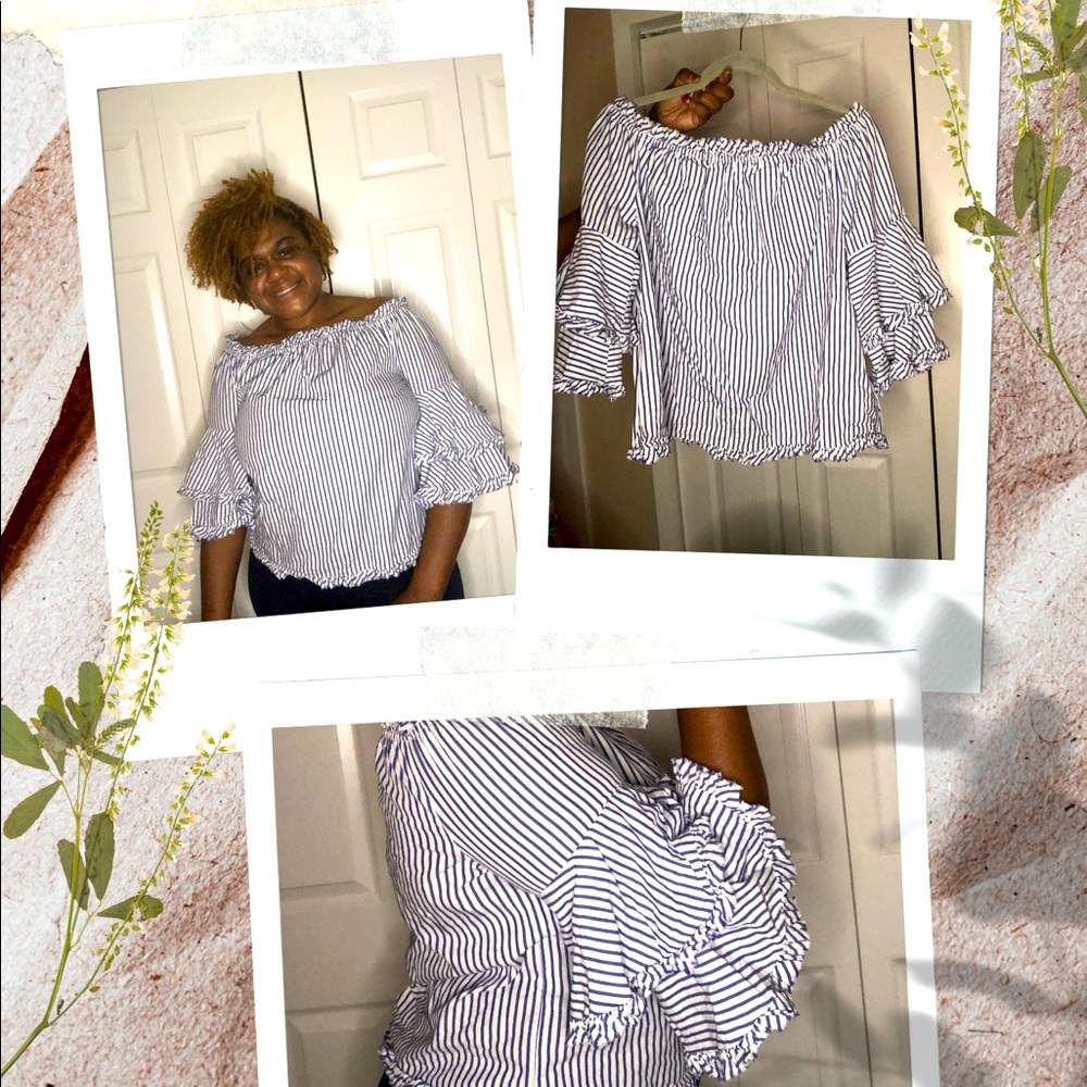 New York & Company woven ruffle sleeve top